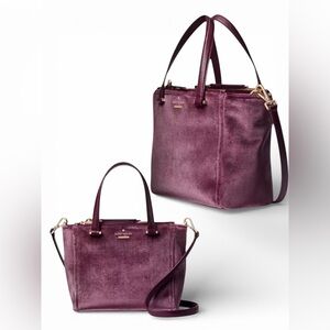 Kate Spade Mini Kona Dawn Place Purple Velvet Convertible Crossbody Satchel Bag